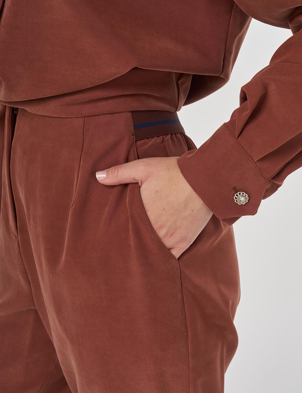 Modal Two-Piece Set with Flap Pockets Brown