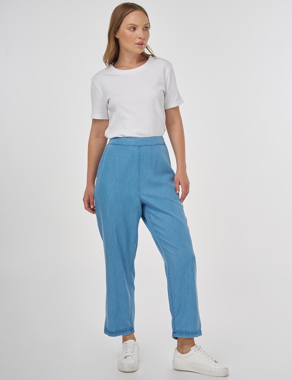 Tapered Lyocell Pants Ice Blue