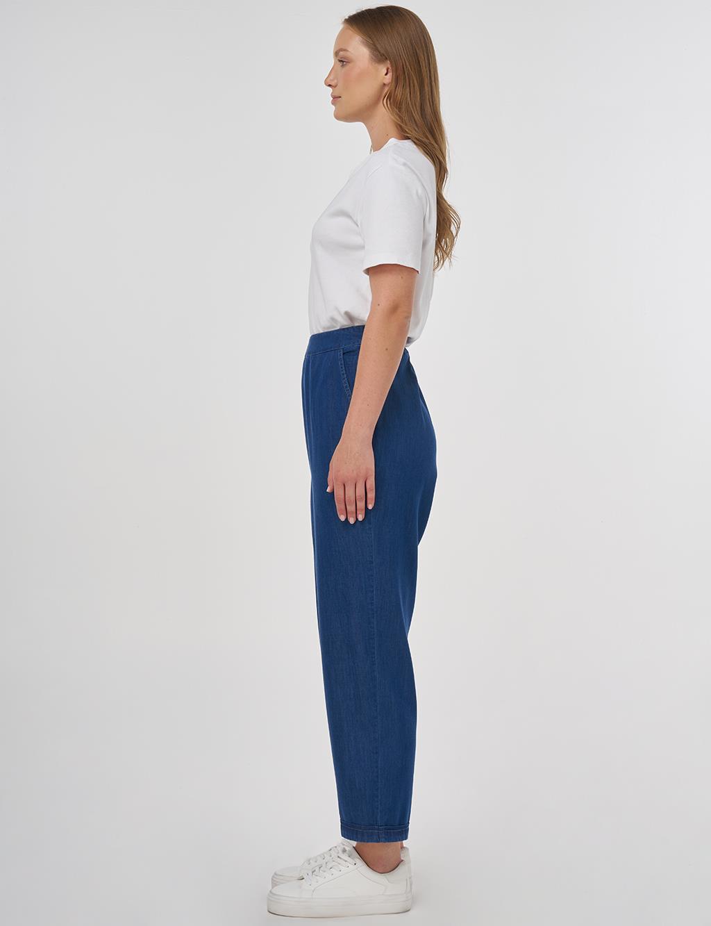 Tapered Lyocell Pants Navy 