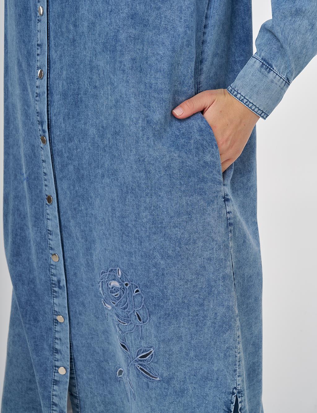 Lazer Kesim Detaylı Lyocell Tunik Havlu Yıkama 