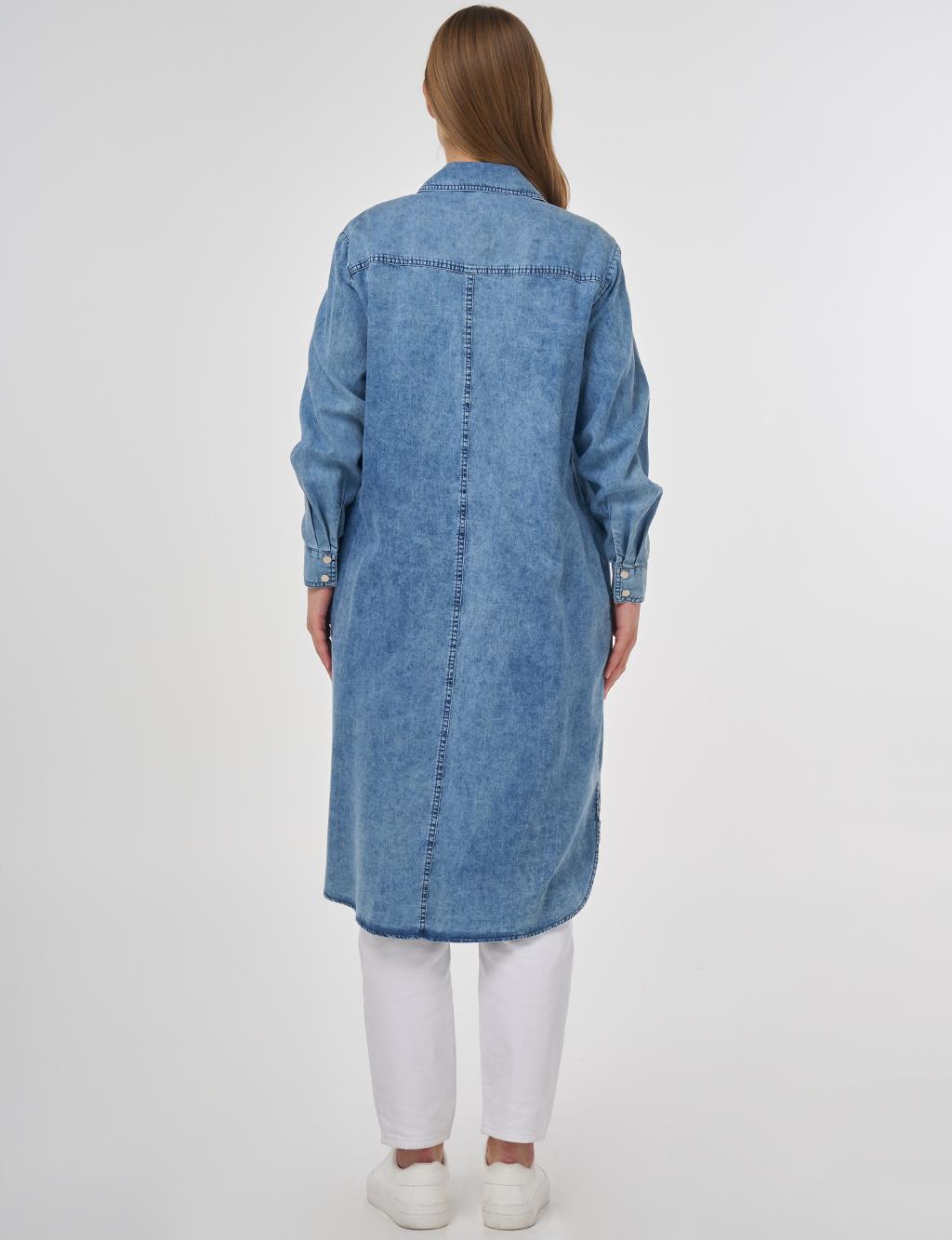 Lazer Kesim Detaylı Lyocell Tunik Havlu Yıkama 