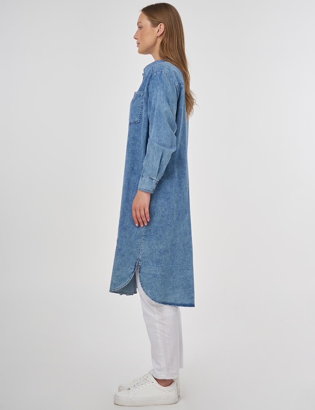 Lazer Kesim Detaylı Lyocell Tunik Havlu Yıkama 