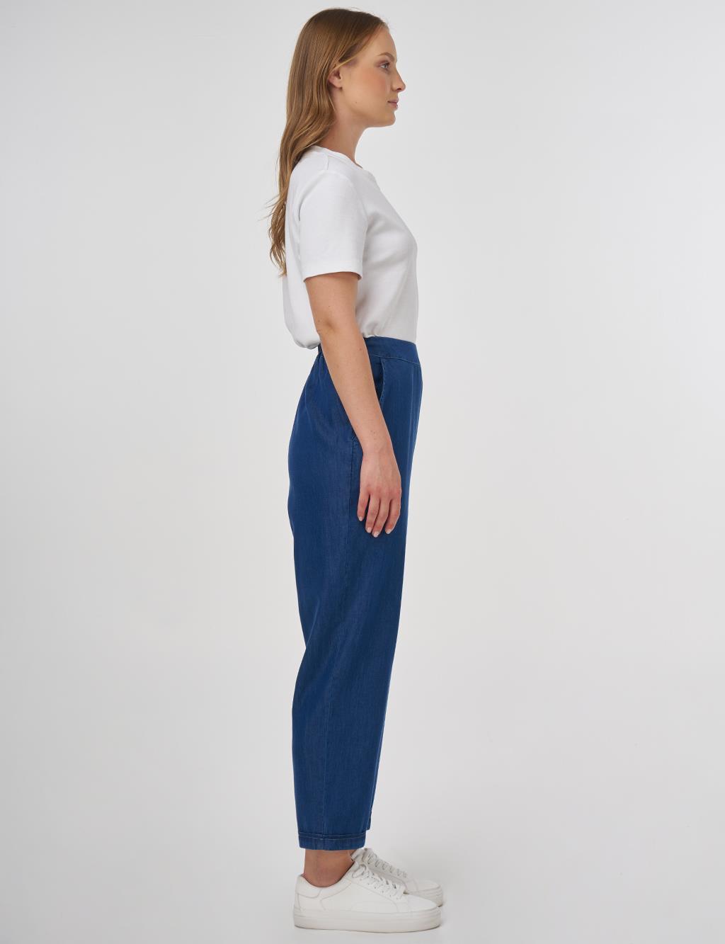 Tapered Lyocell Pants Navy 