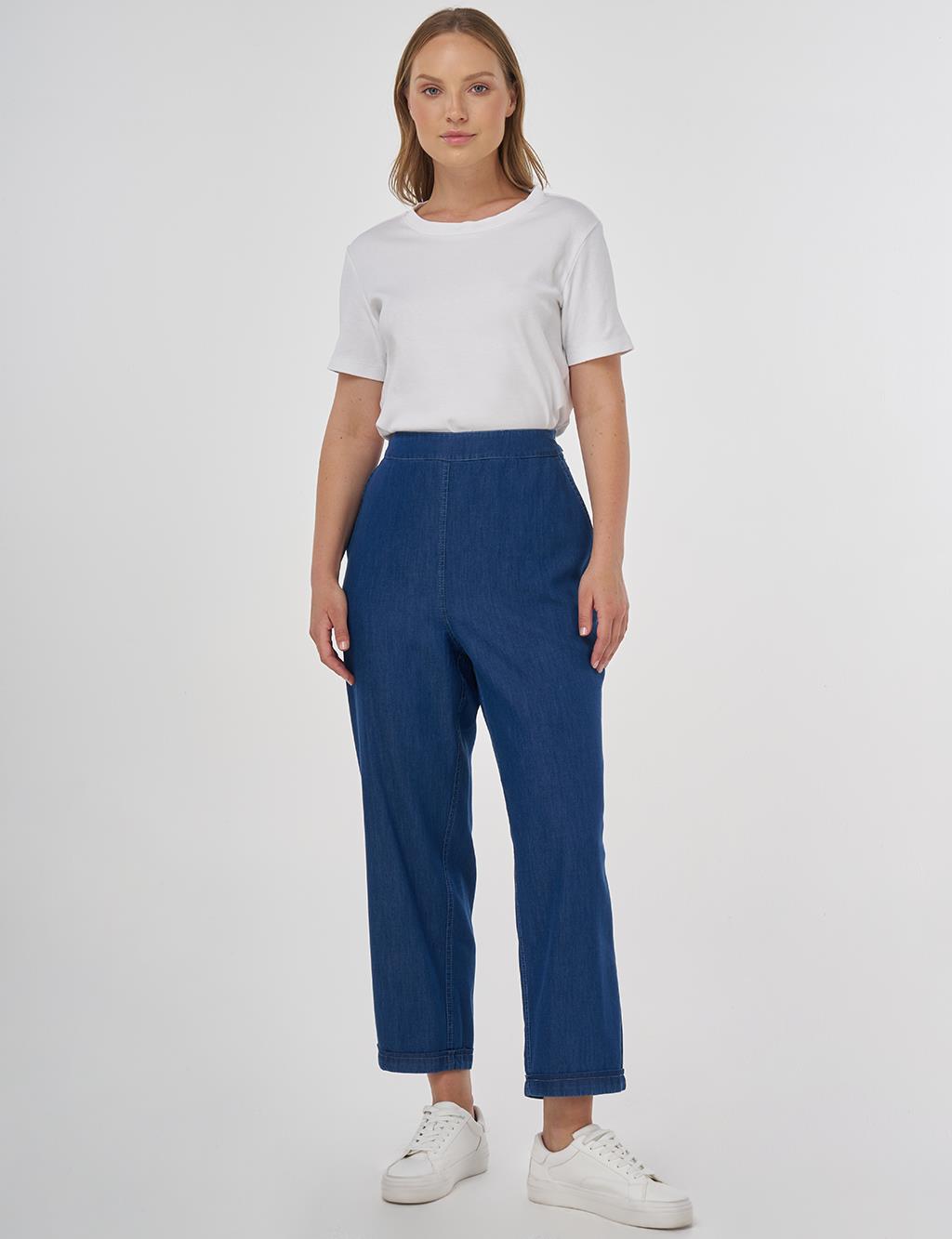 Tapered Lyocell Pants Navy 