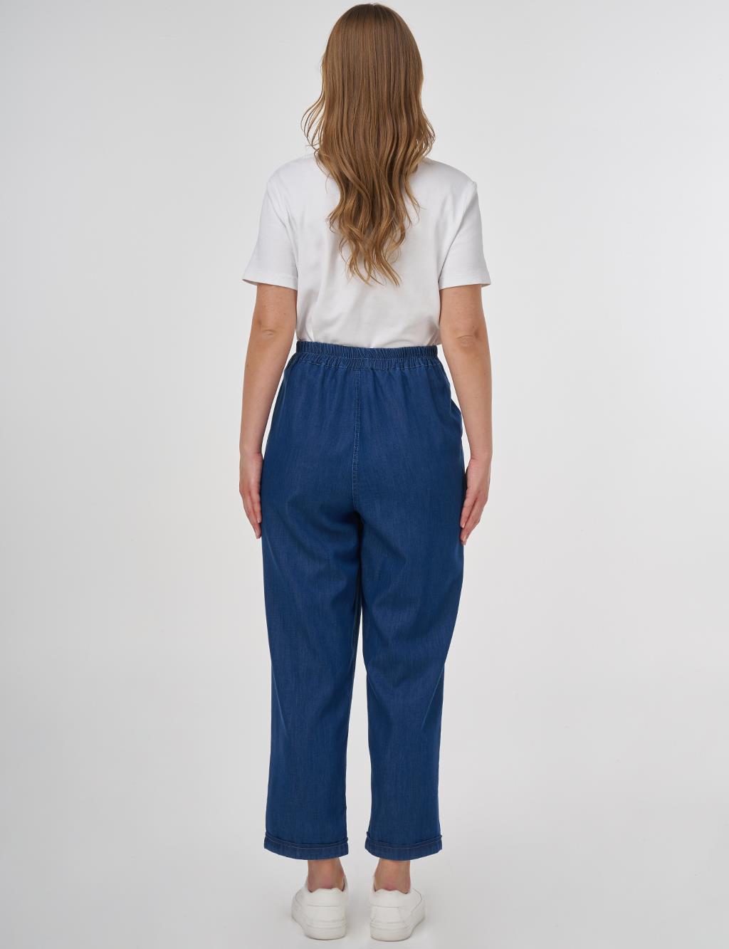 Tapered Lyocell Pants Navy 