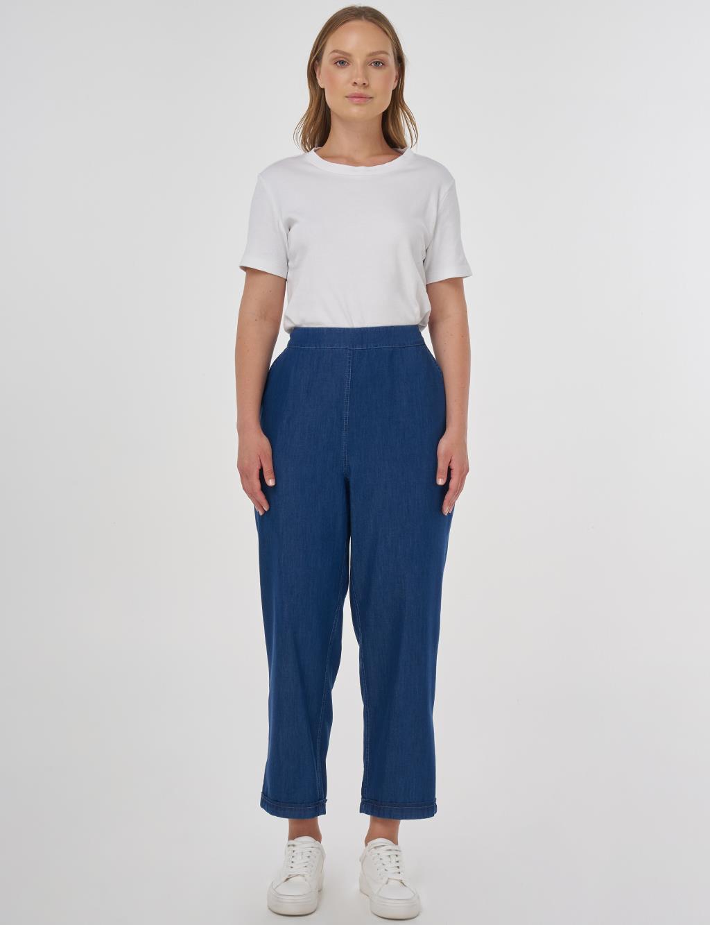 Tapered Lyocell Pants Navy 