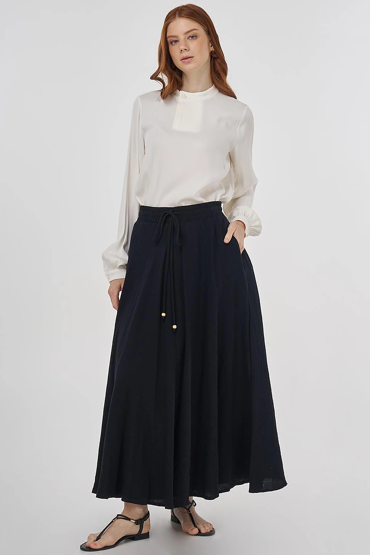 Muslin Flared Skirt Black 