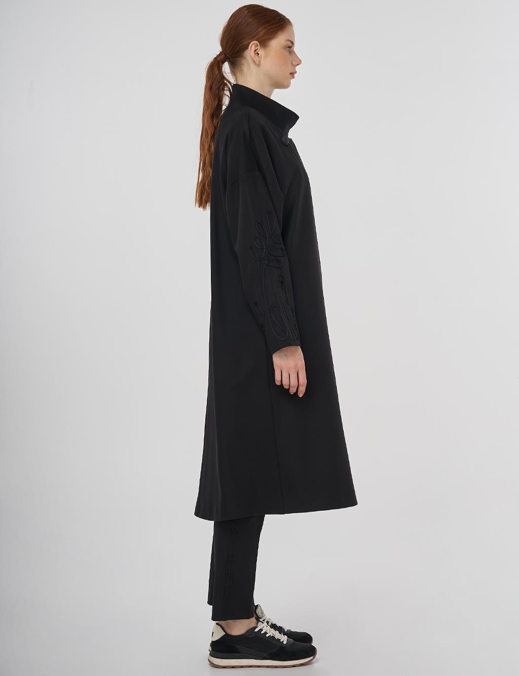 Stand Collar Wool Coat Black 