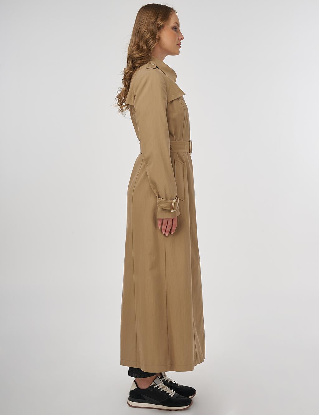 Shirt Collar Trench Coat Beige