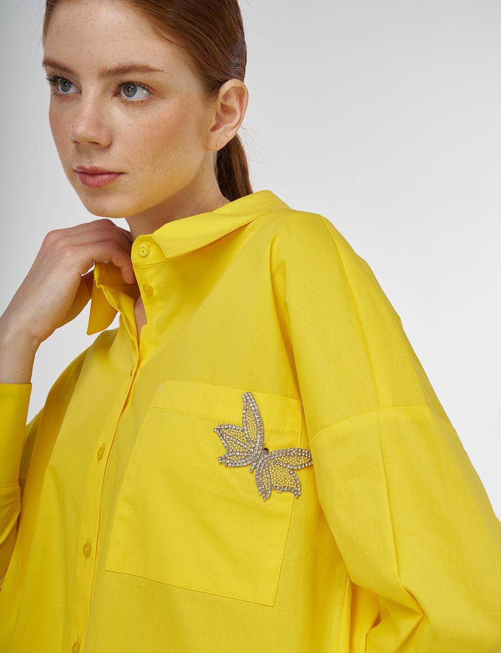 Butterfly Figured Cotton Tunic Yellow