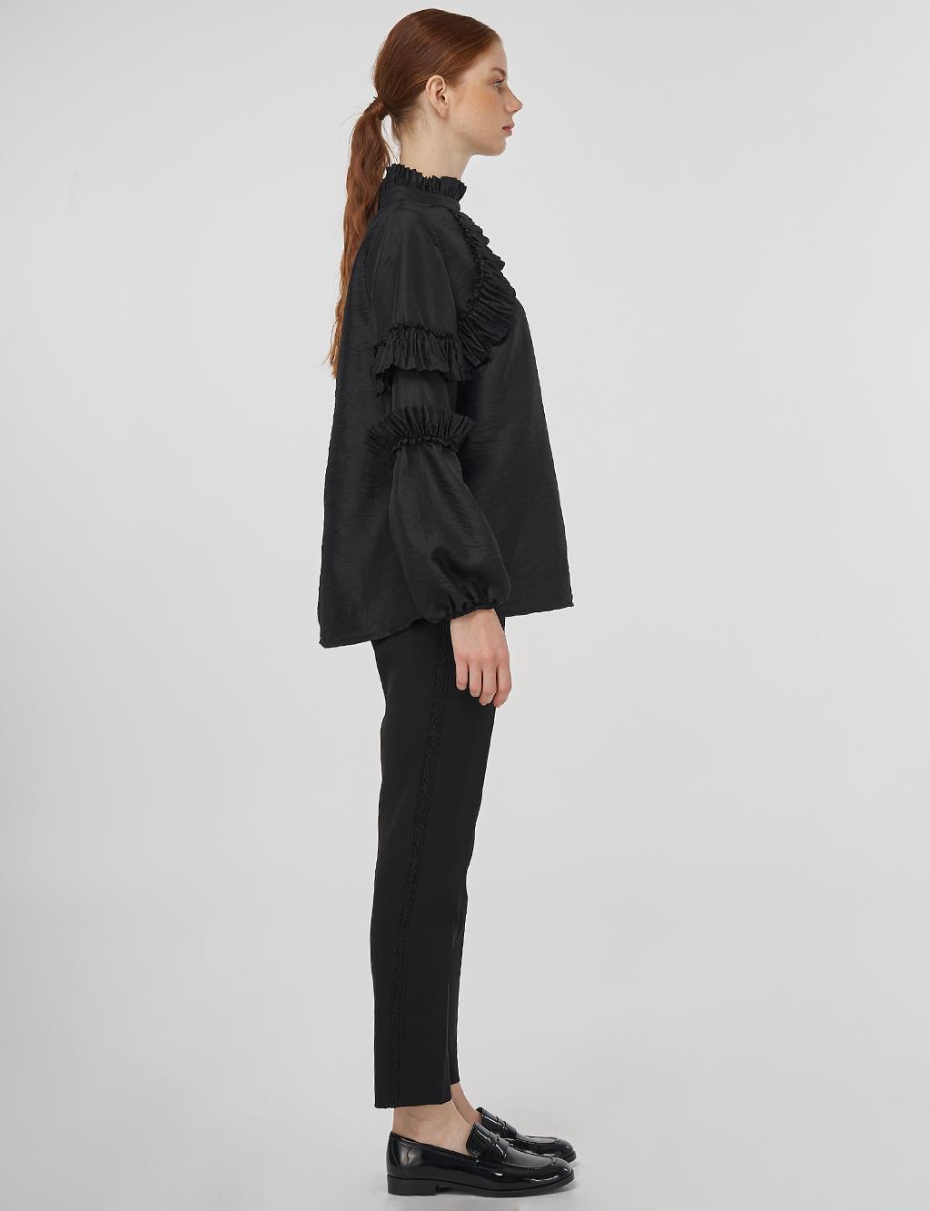 Ruffled Blouse Black