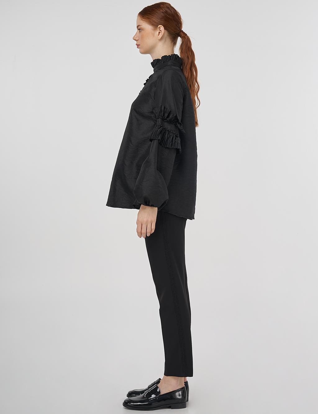 Ruffled Blouse Black