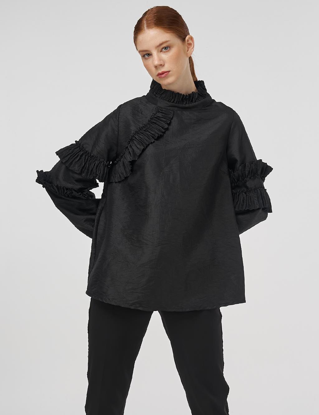 Ruffled Blouse Black