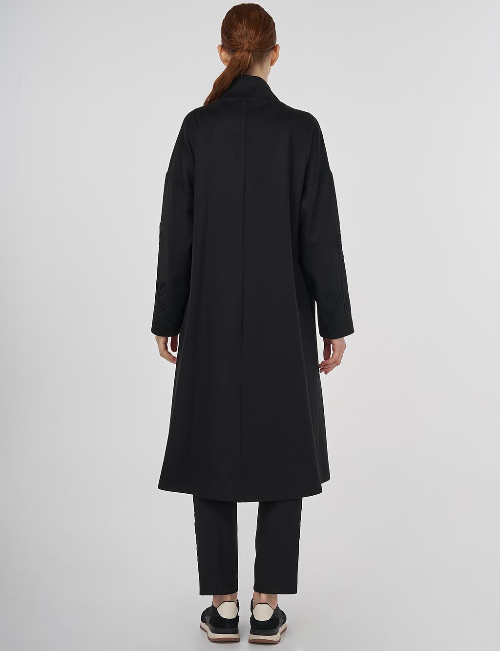 Stand Collar Wool Coat Black 