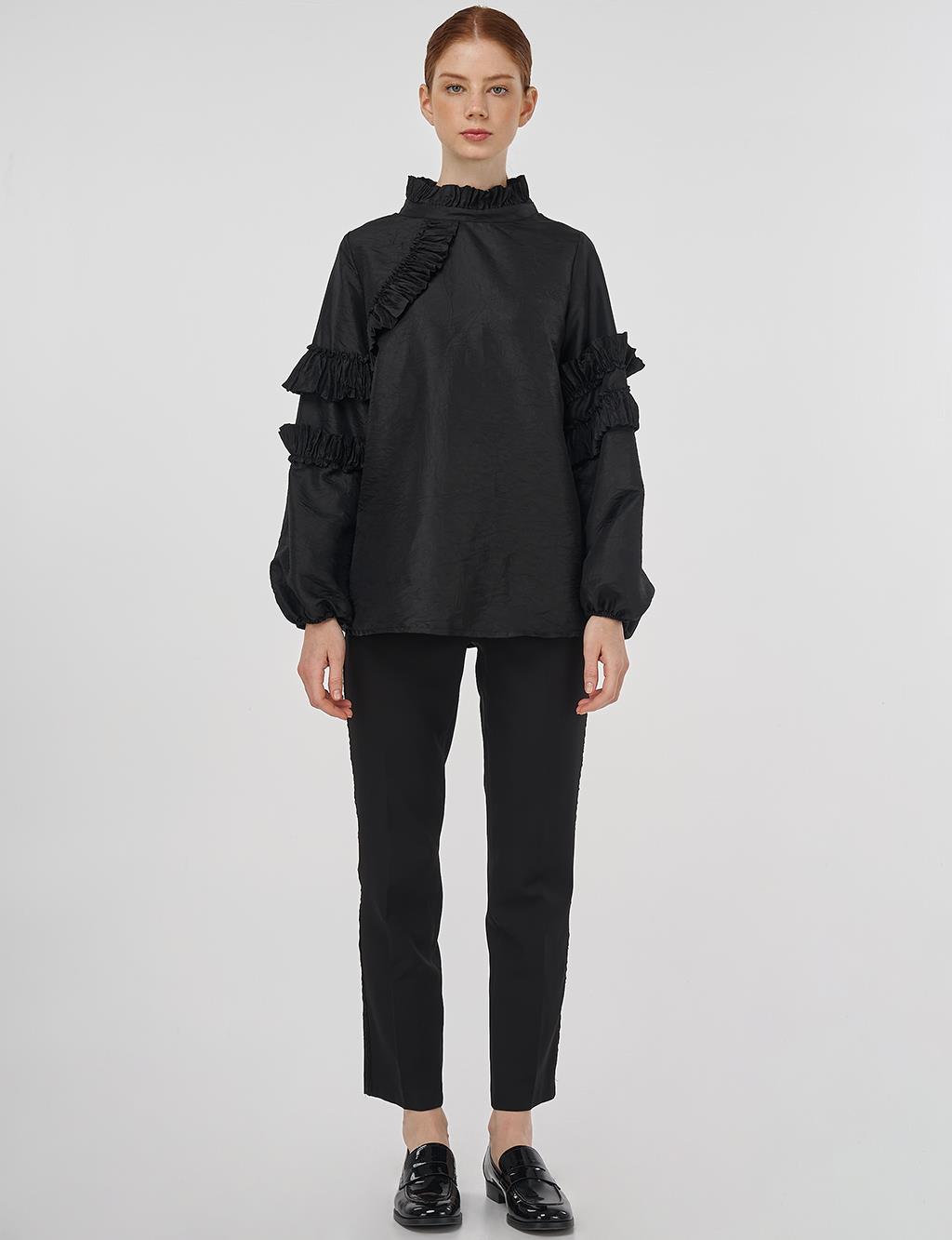Ruffled Blouse Black