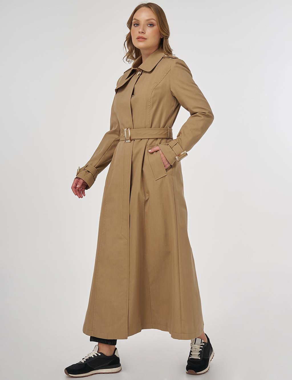 Shirt Collar Trench Coat Beige