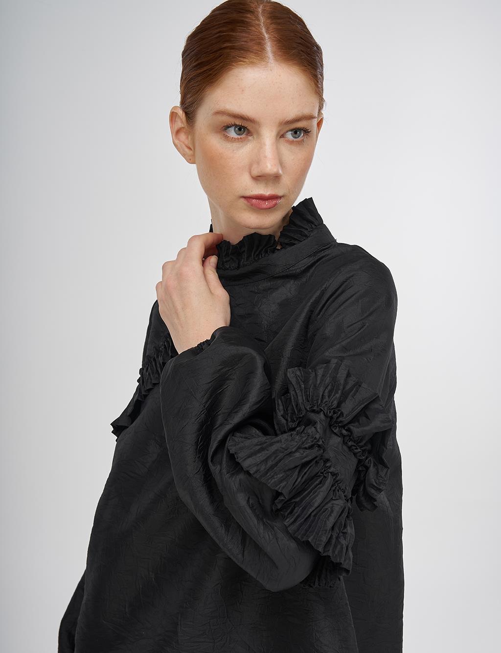 Ruffled Blouse Black