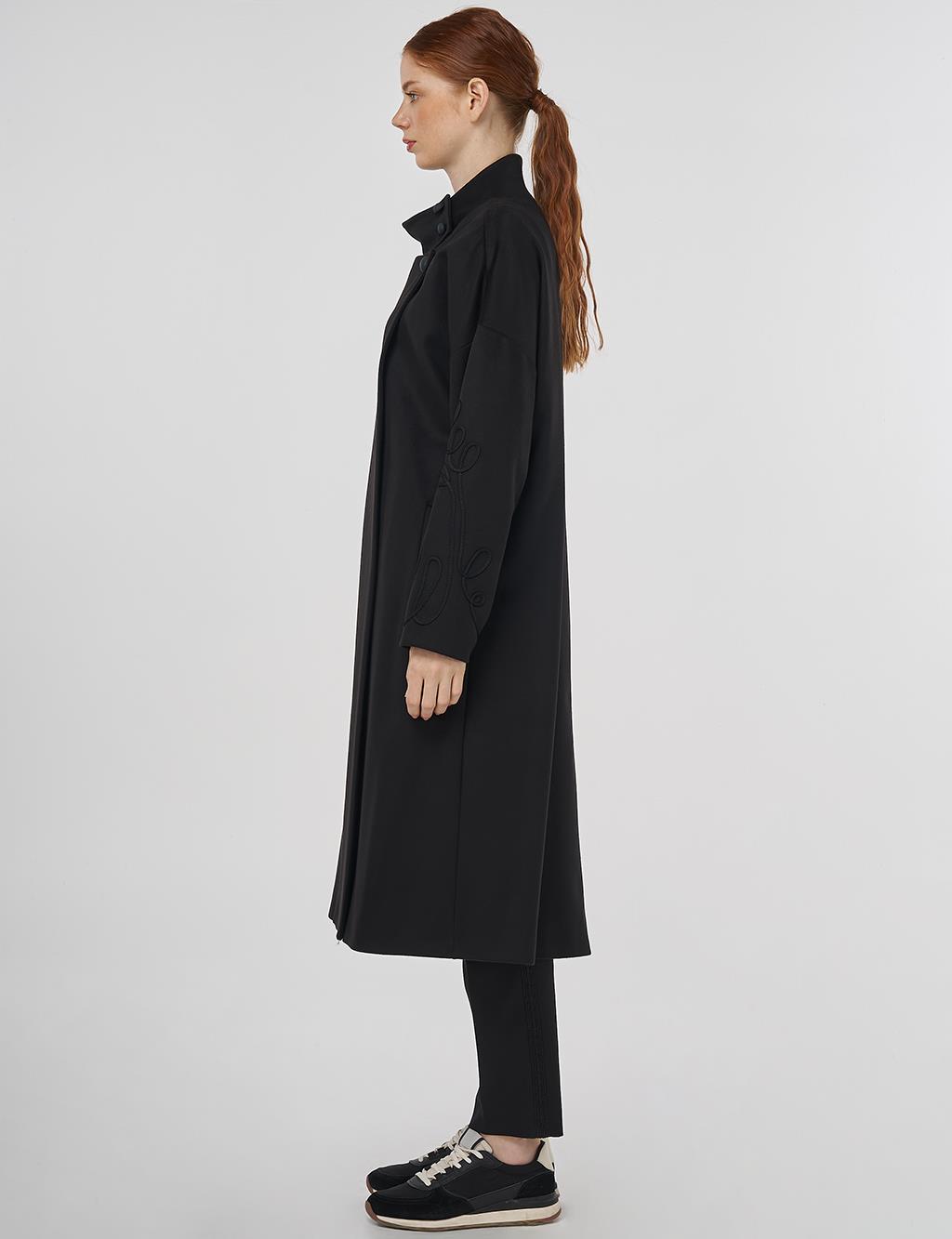 Stand Collar Wool Coat Black 