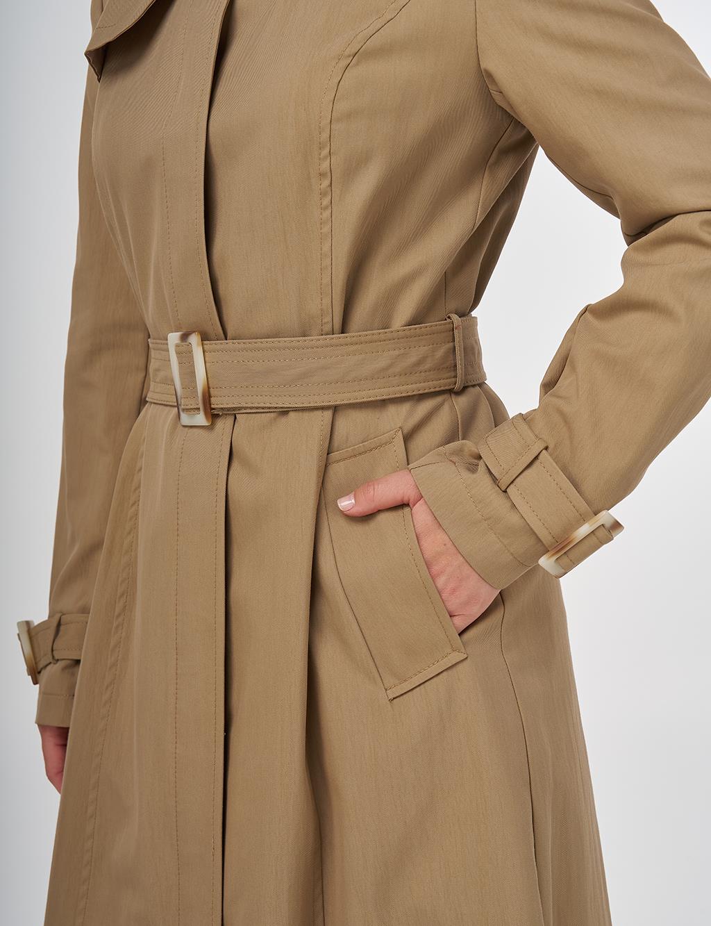 Shirt Collar Trench Coat Beige