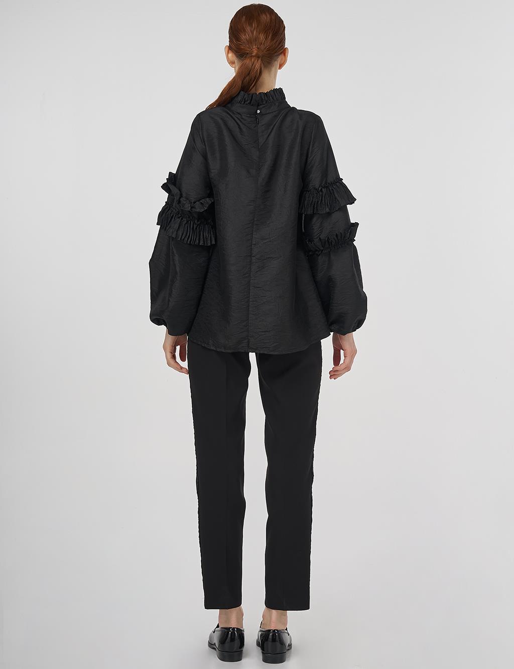 Ruffled Blouse Black