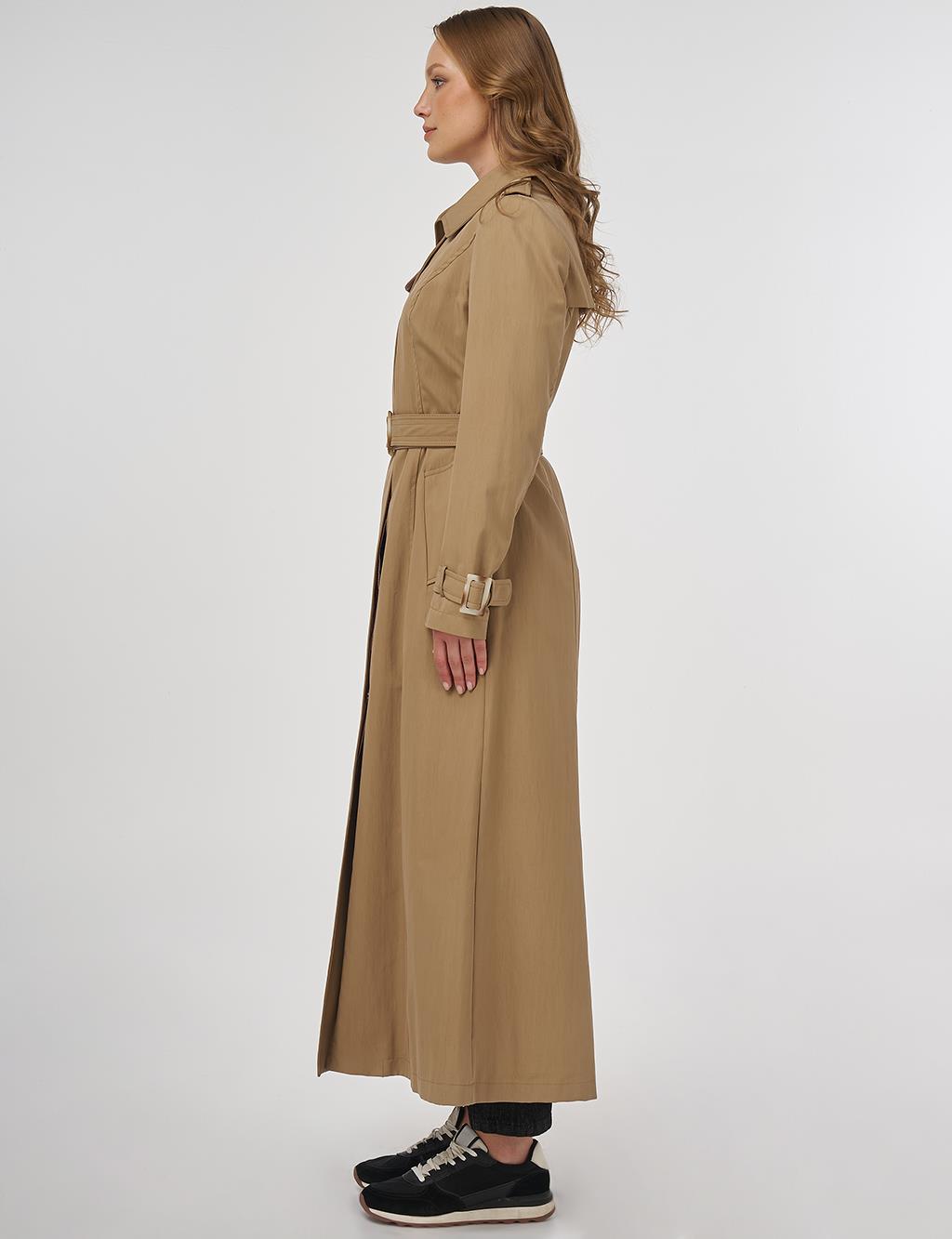 Shirt Collar Trench Coat Beige