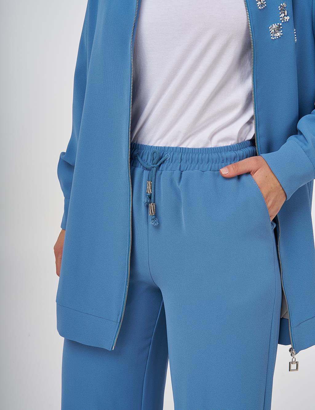 Embroidered Double Suit Crown Blue