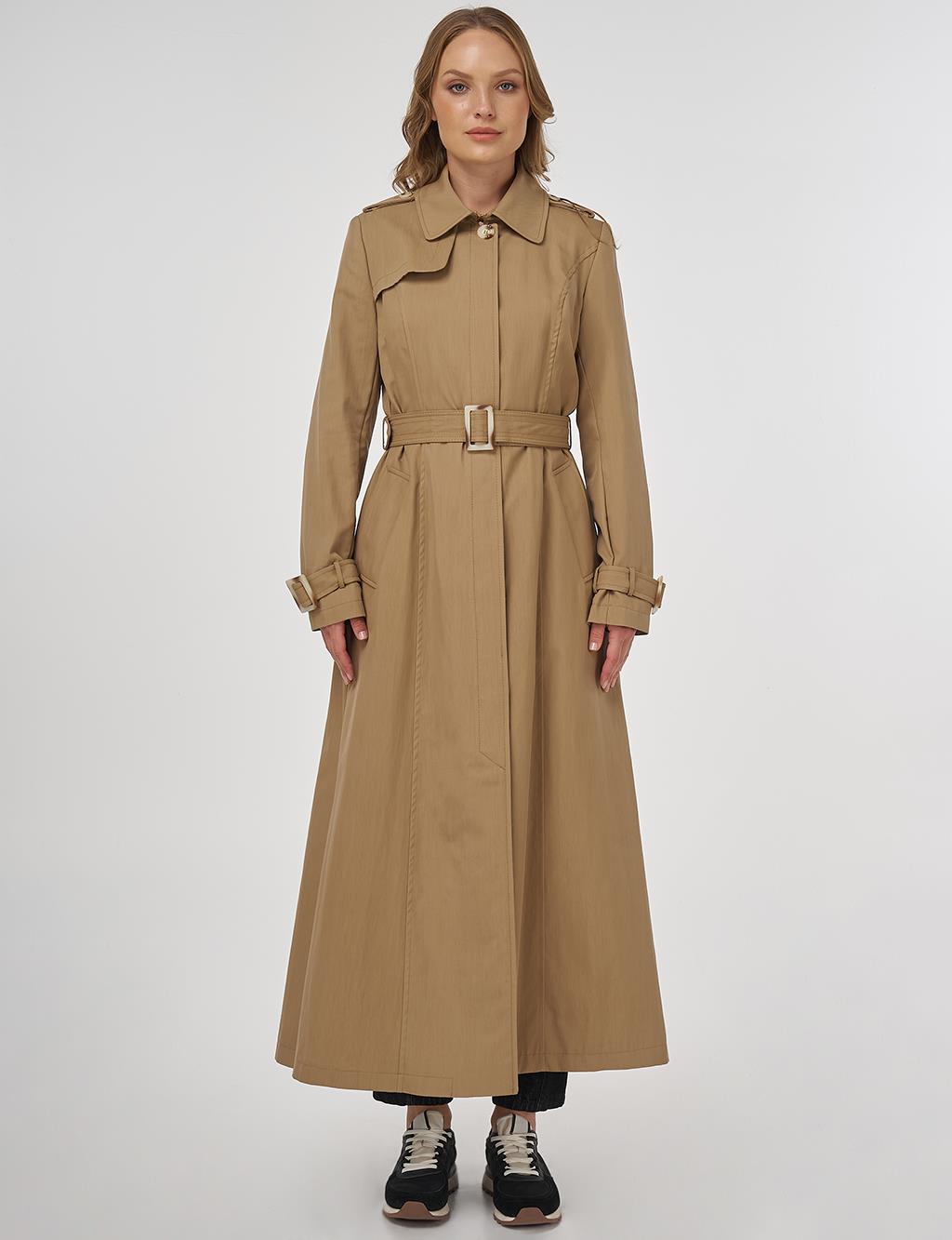 Shirt Collar Trench Coat Beige