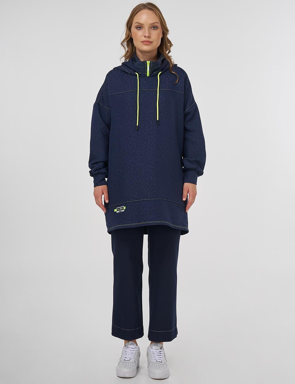 Textured Sweatshirt Dark Navy Blue