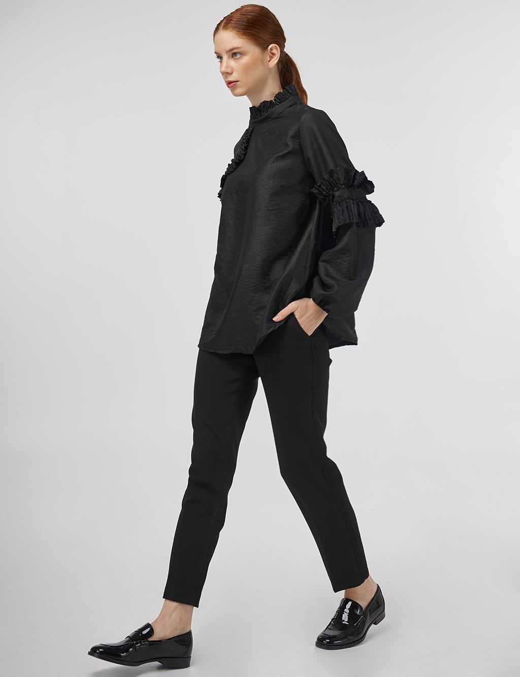 Ruffled Blouse Black