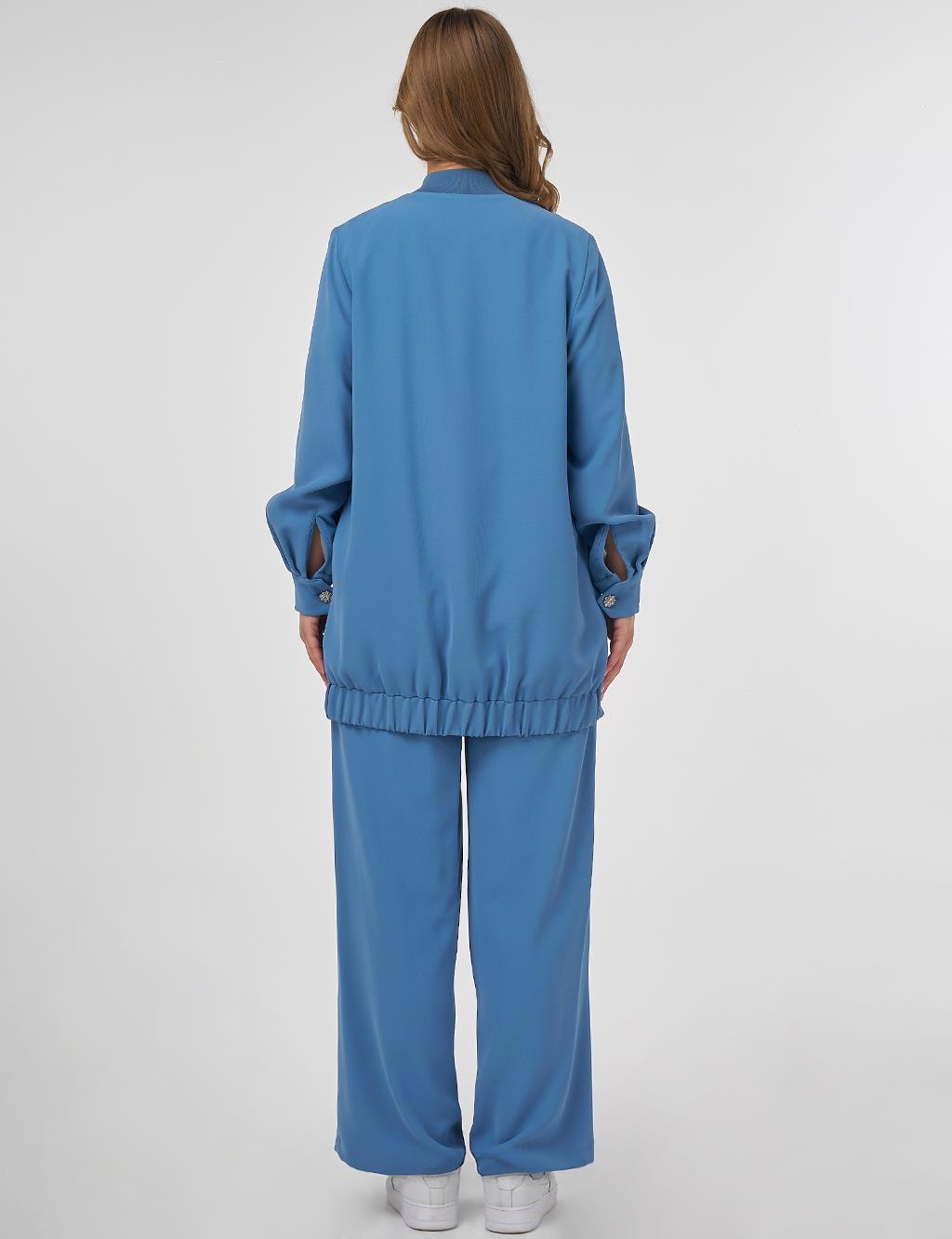 Embroidered Double Suit Crown Blue