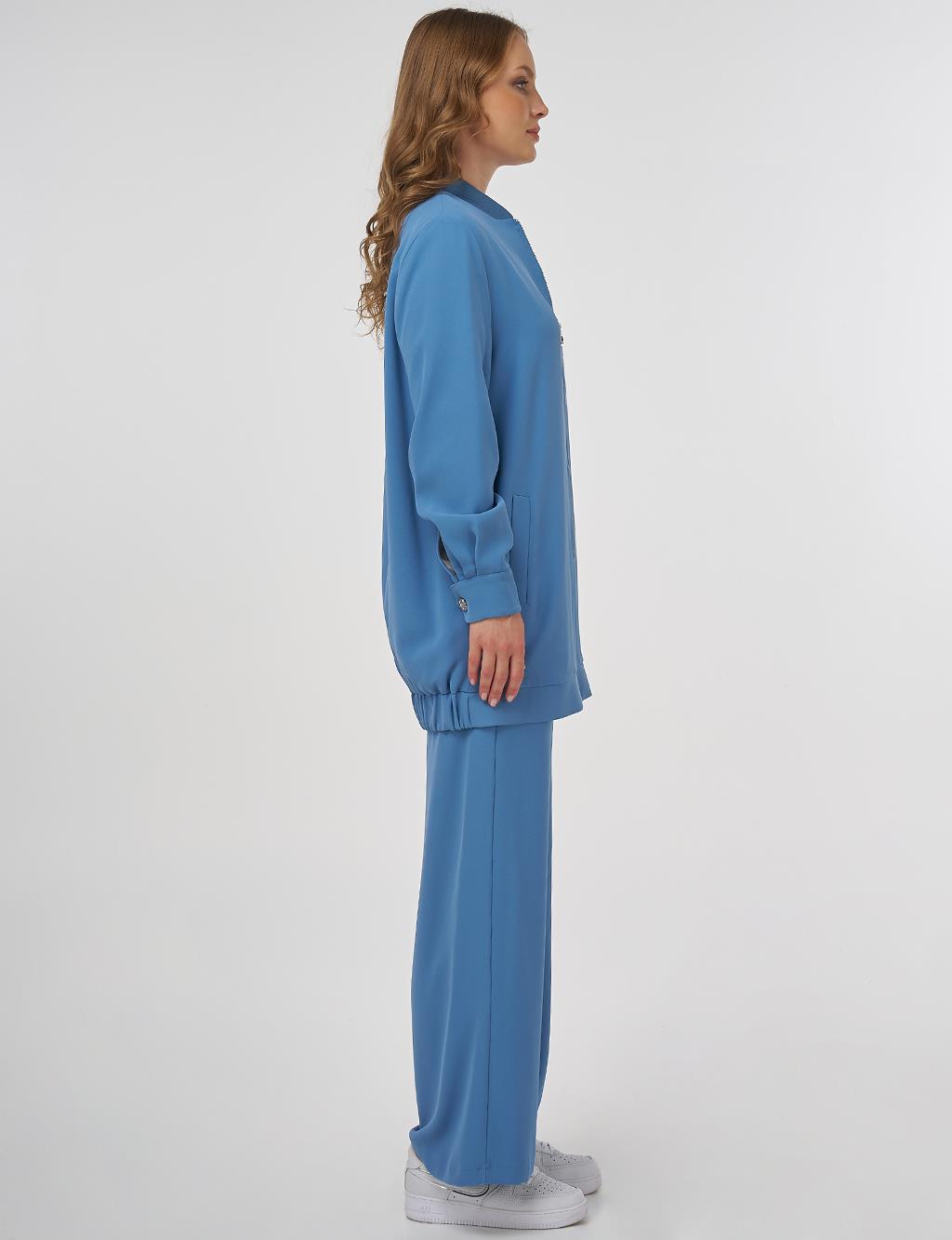 Embroidered Double Suit Crown Blue