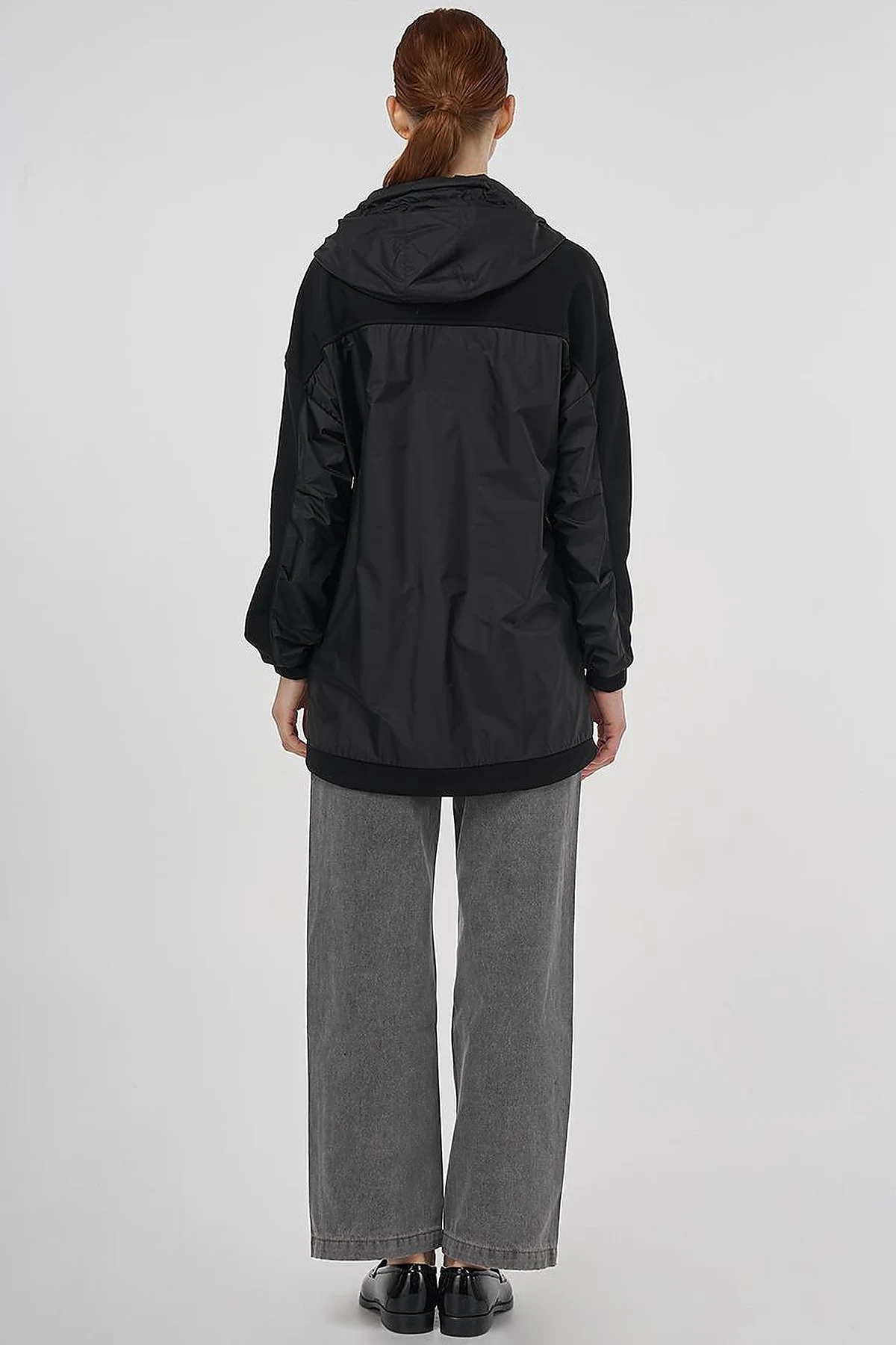 Shiny Stone Fabric Trimmed 3-Piece Sweatshirt Black