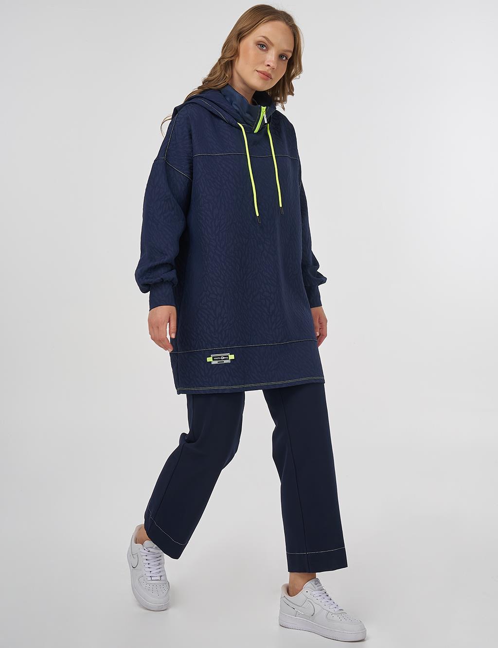 Textured Sweatshirt Dark Navy Blue