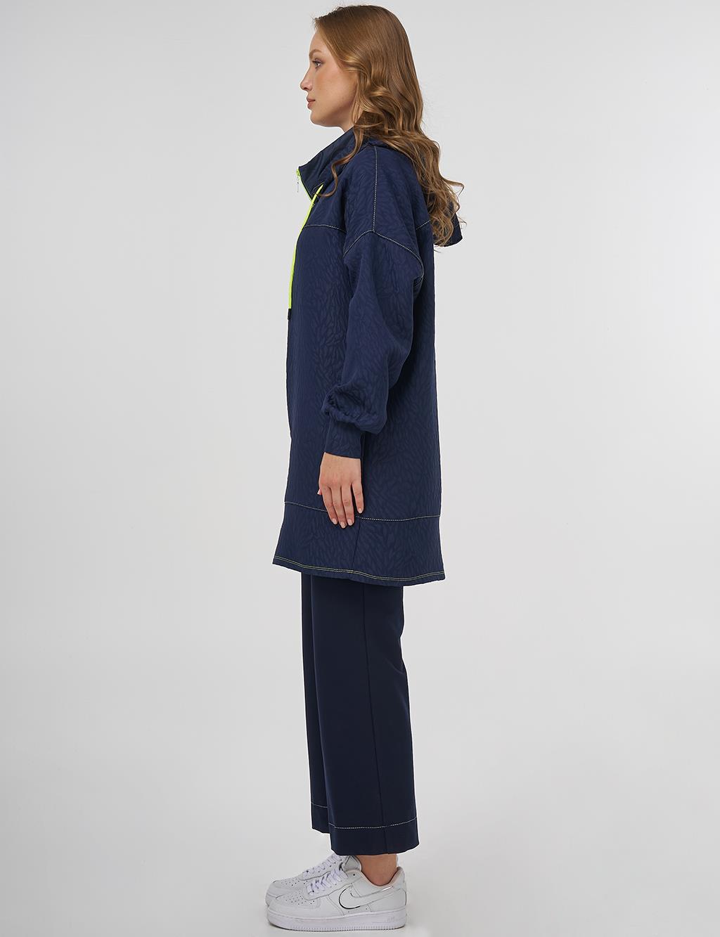 Textured Sweatshirt Dark Navy Blue