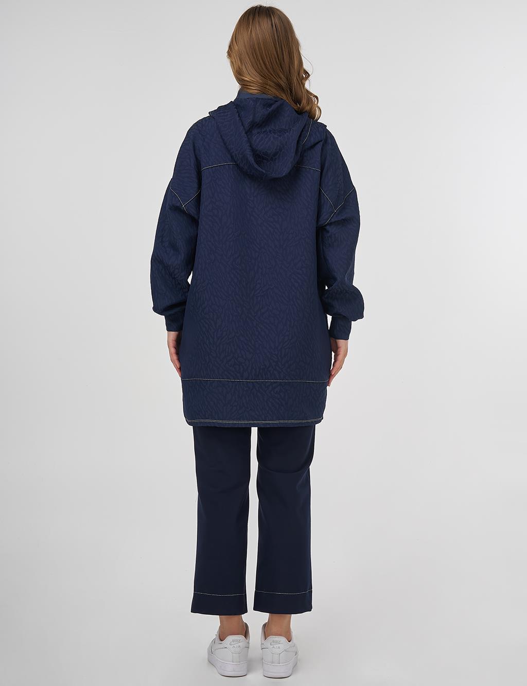 Textured Sweatshirt Dark Navy Blue