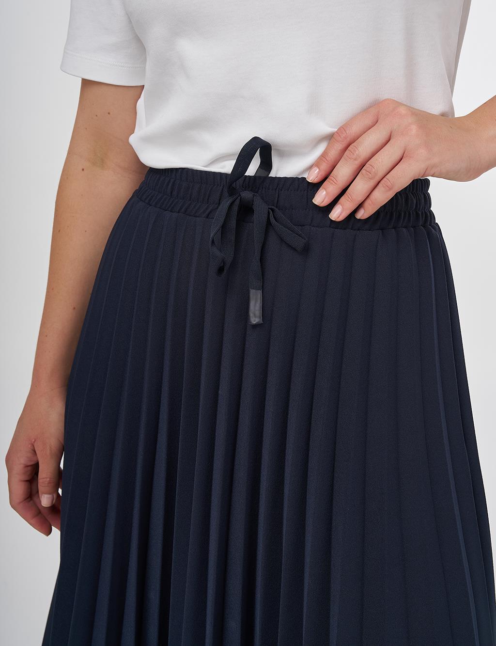 High-Waisted Pleated Skirt Dark Navy