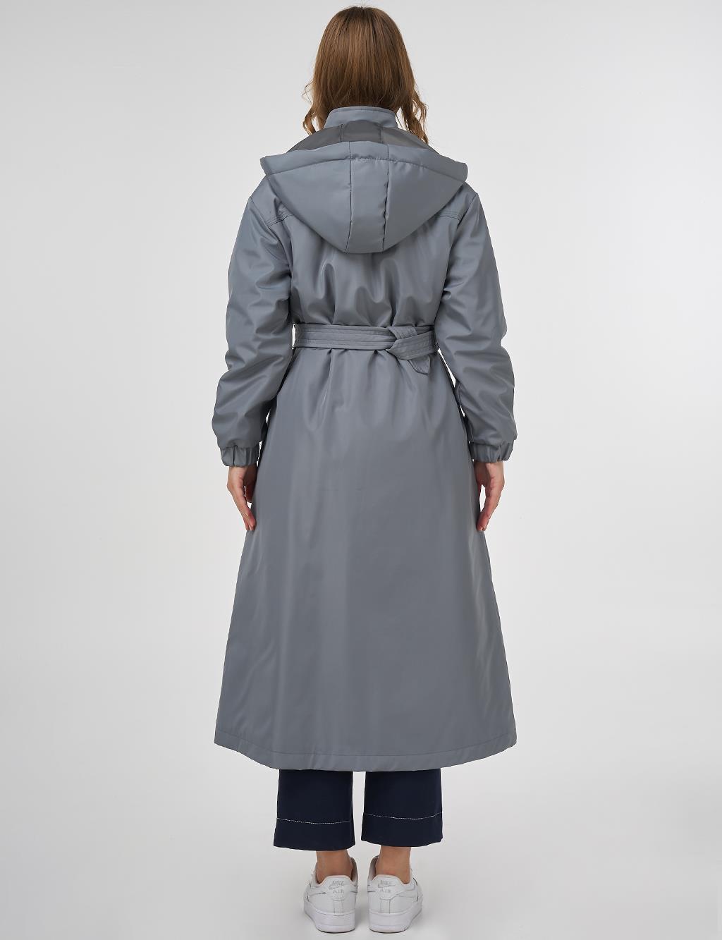Full-Zip Closure Metal Accessory Anorak Jacket Dirty Blue