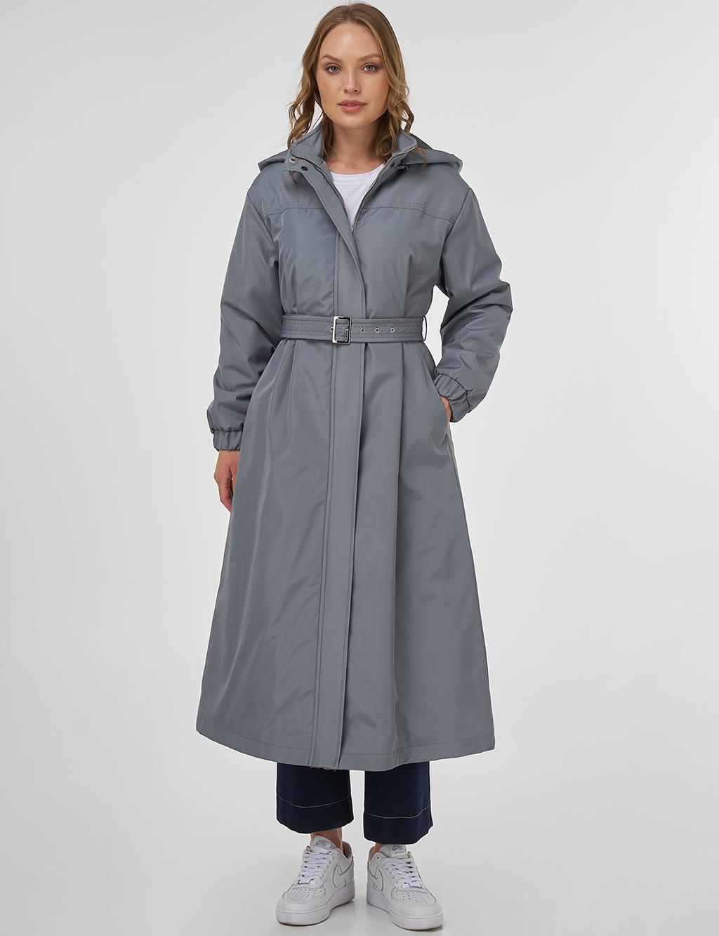 Full-Zip Closure Metal Accessory Anorak Jacket Dirty Blue