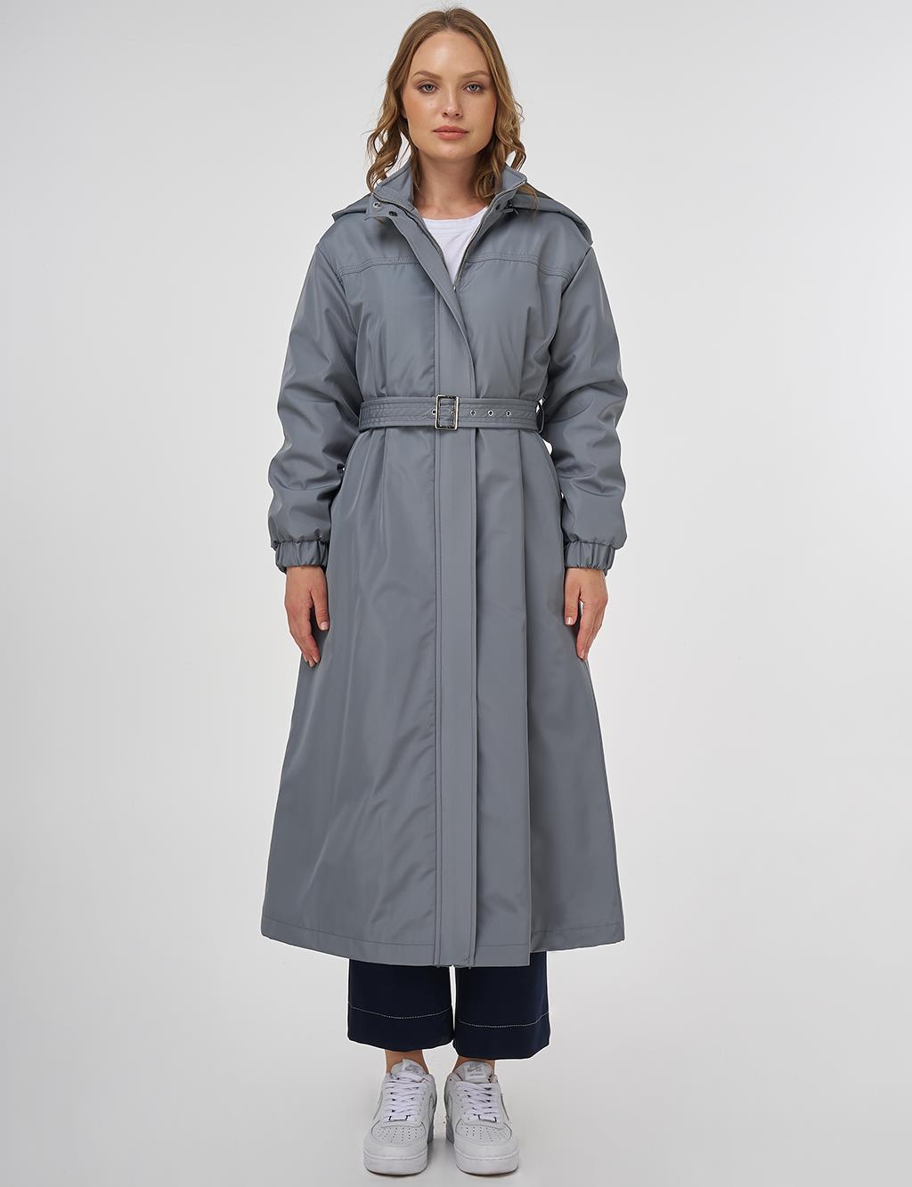 Full-Zip Closure Metal Accessory Anorak Jacket Dirty Blue