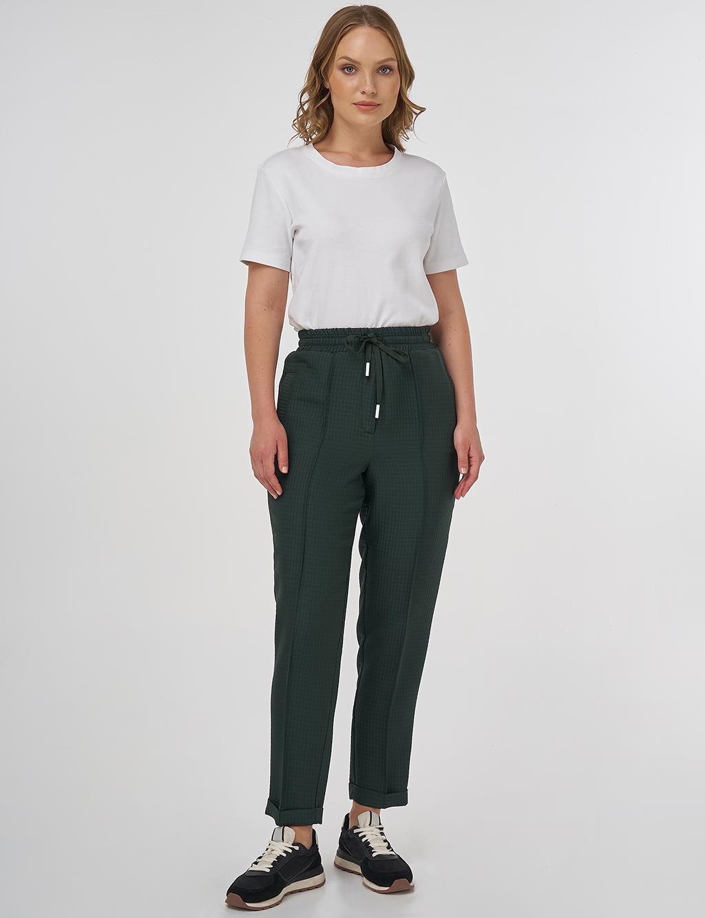 Double Cuffed Quilted Pants Forest Green