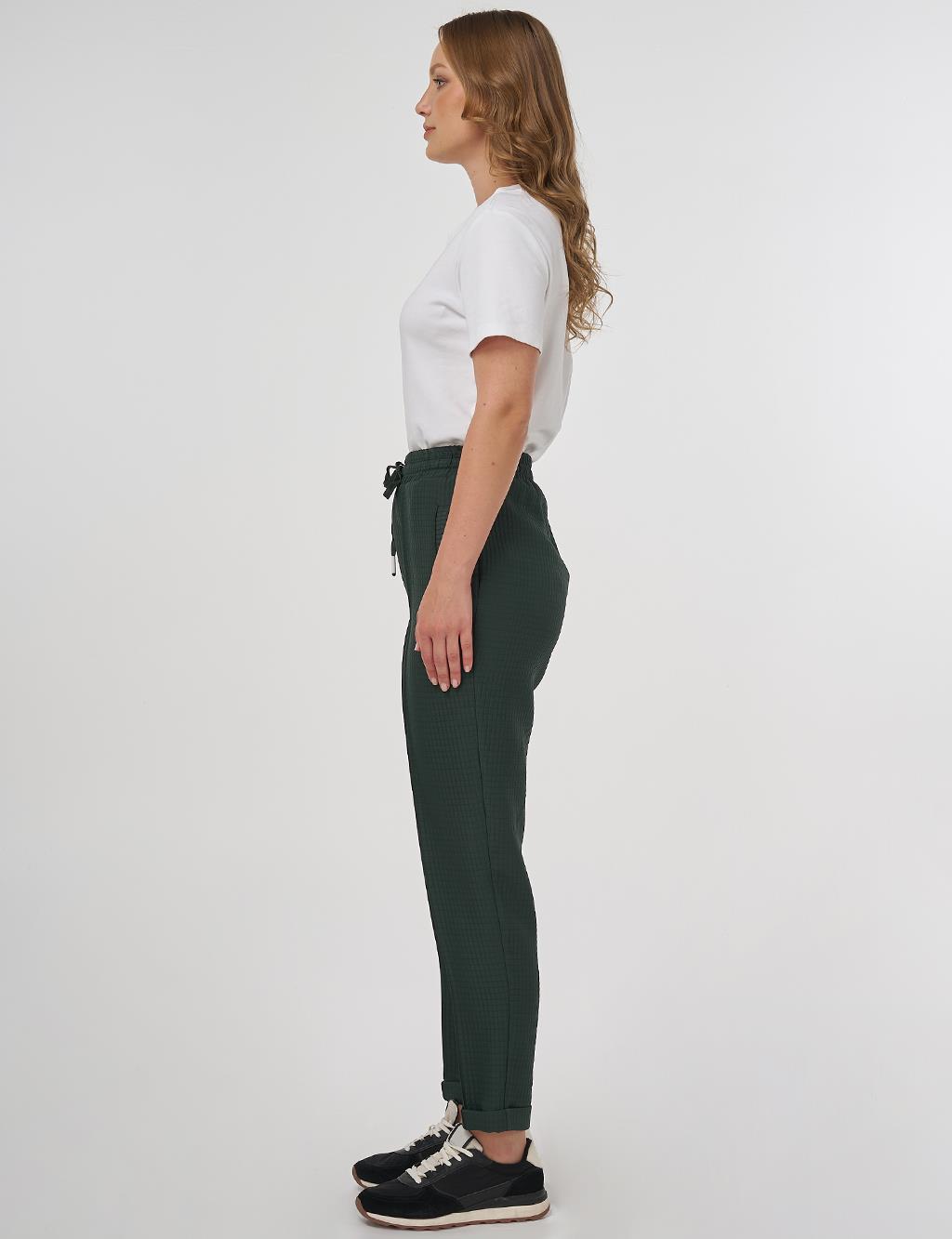 Double Cuffed Quilted Pants Forest Green