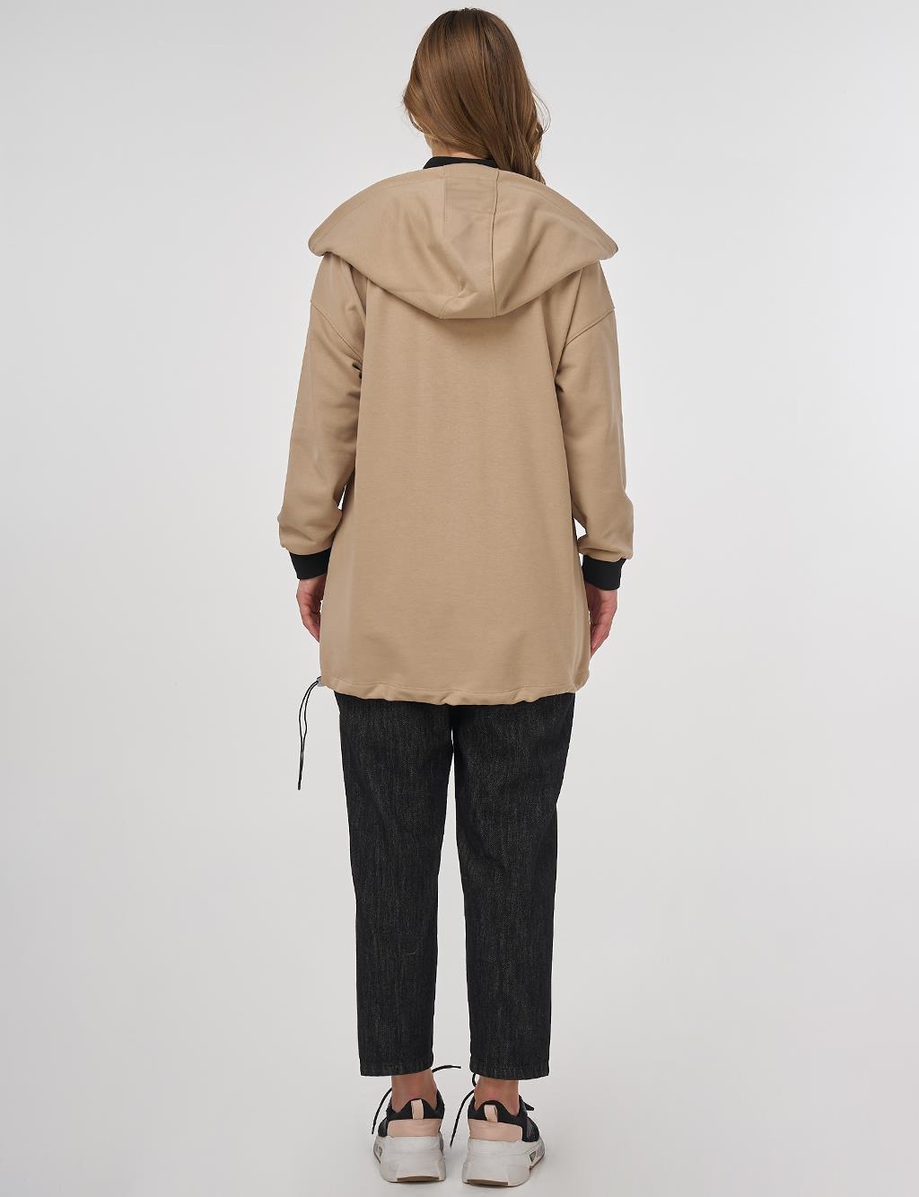 Hooded Three-Ply Sweatshirt Beige 