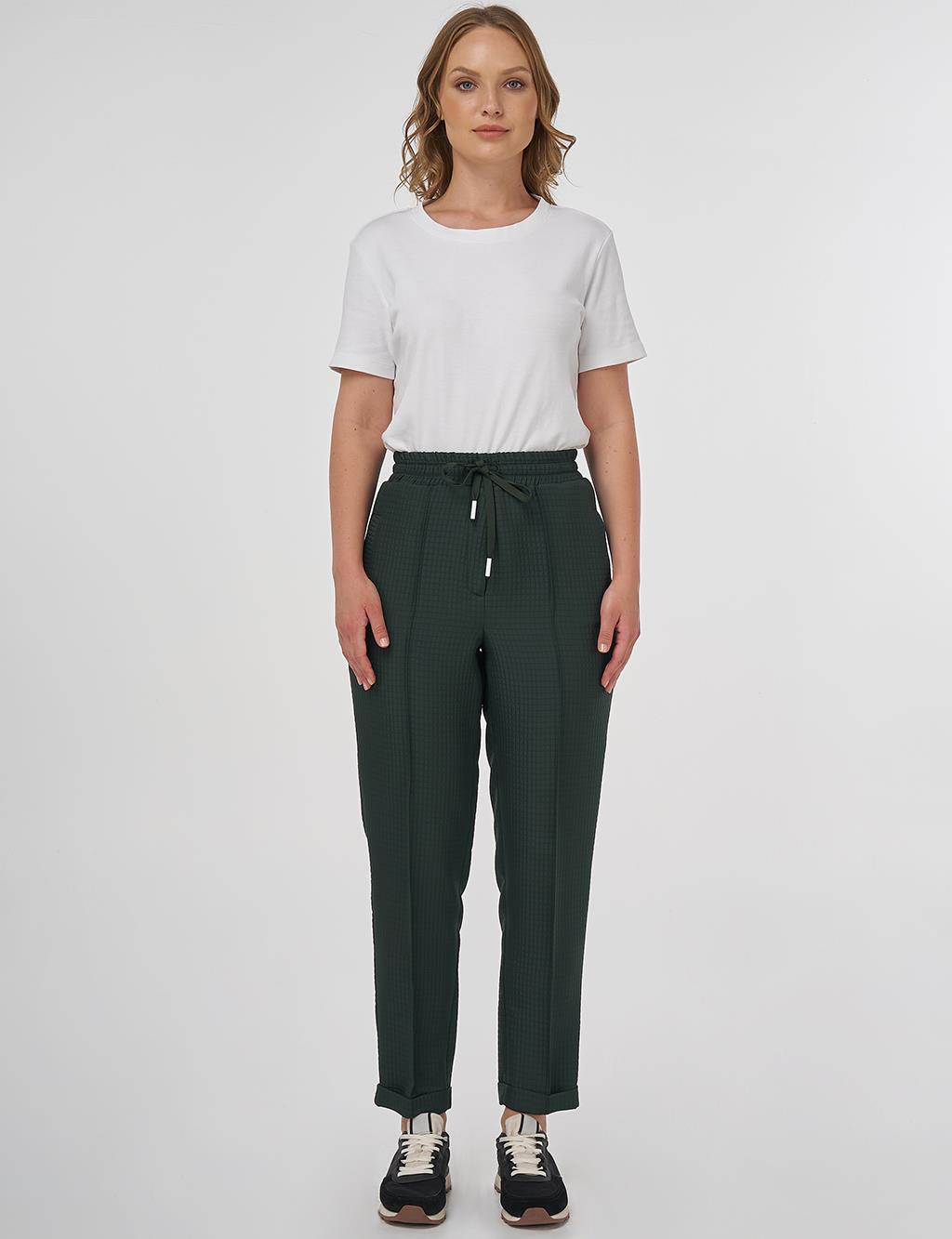 Double Cuffed Quilted Pants Forest Green