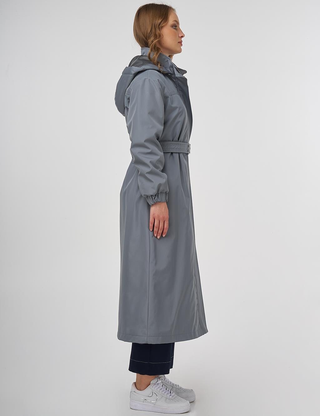 Full-Zip Closure Metal Accessory Anorak Jacket Dirty Blue