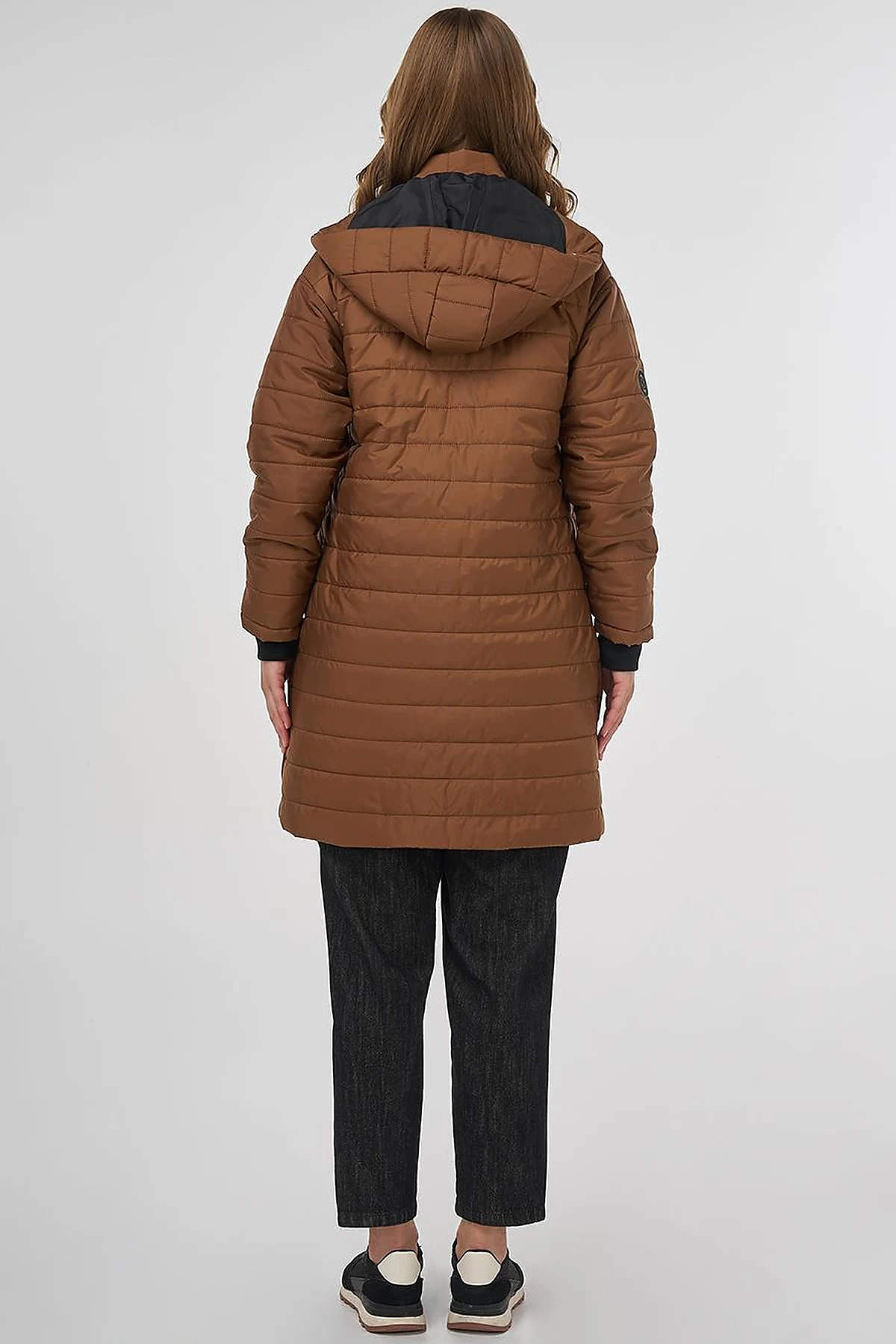 High Collar Hooded Anorak Coat Camel