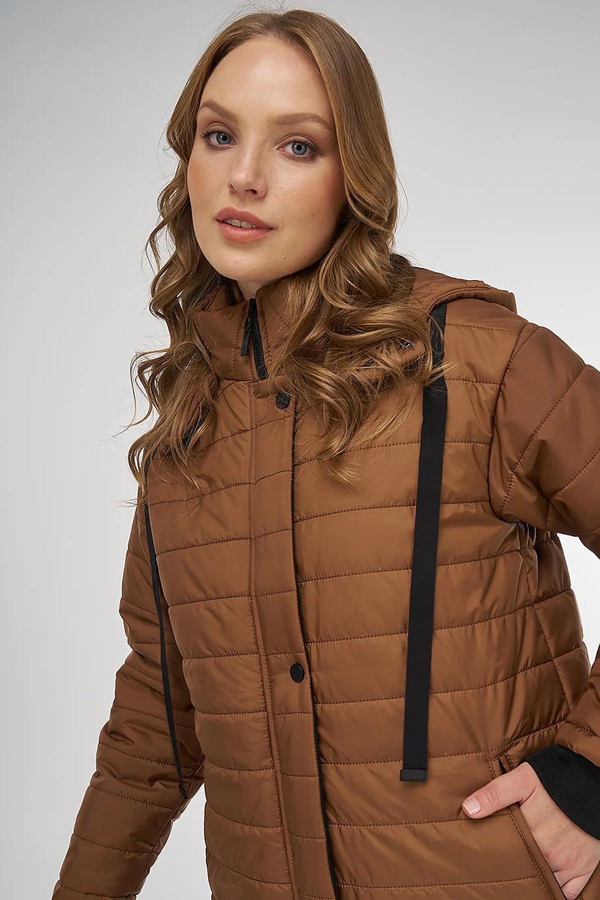 High Collar Hooded Anorak Coat Camel