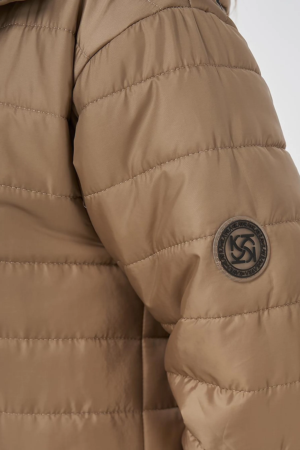High Collar Hooded Anorak Coat Dark Beige