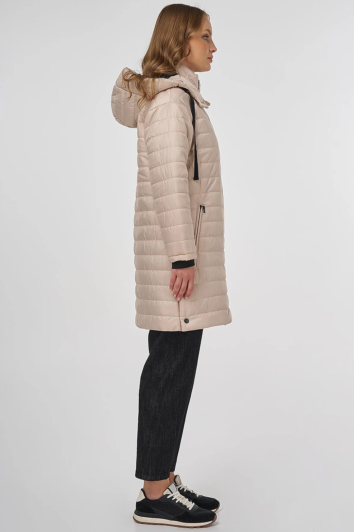 High Collar Hooded Anorak Coat Cream