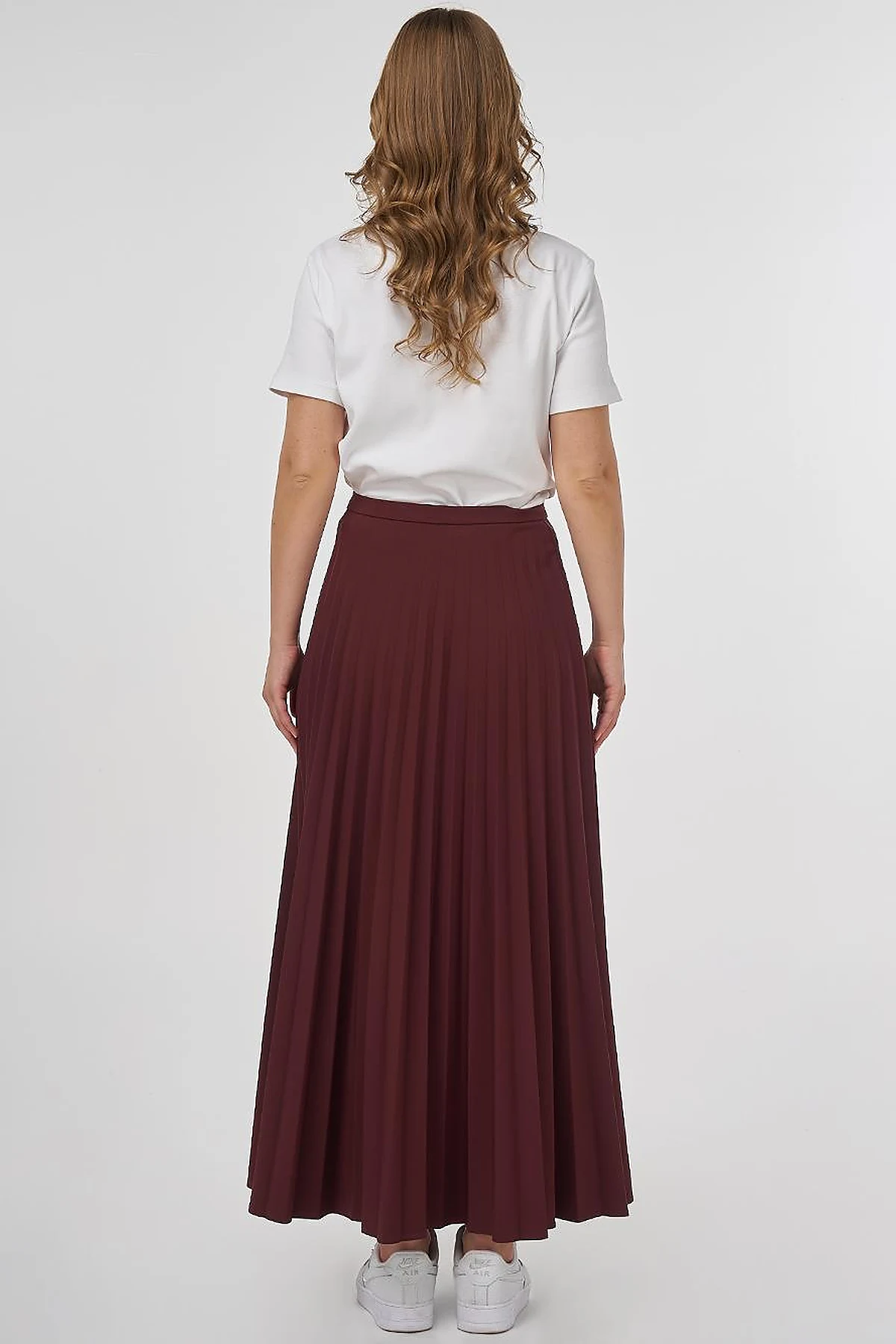 Zipped Pleated Skirt Burgundy