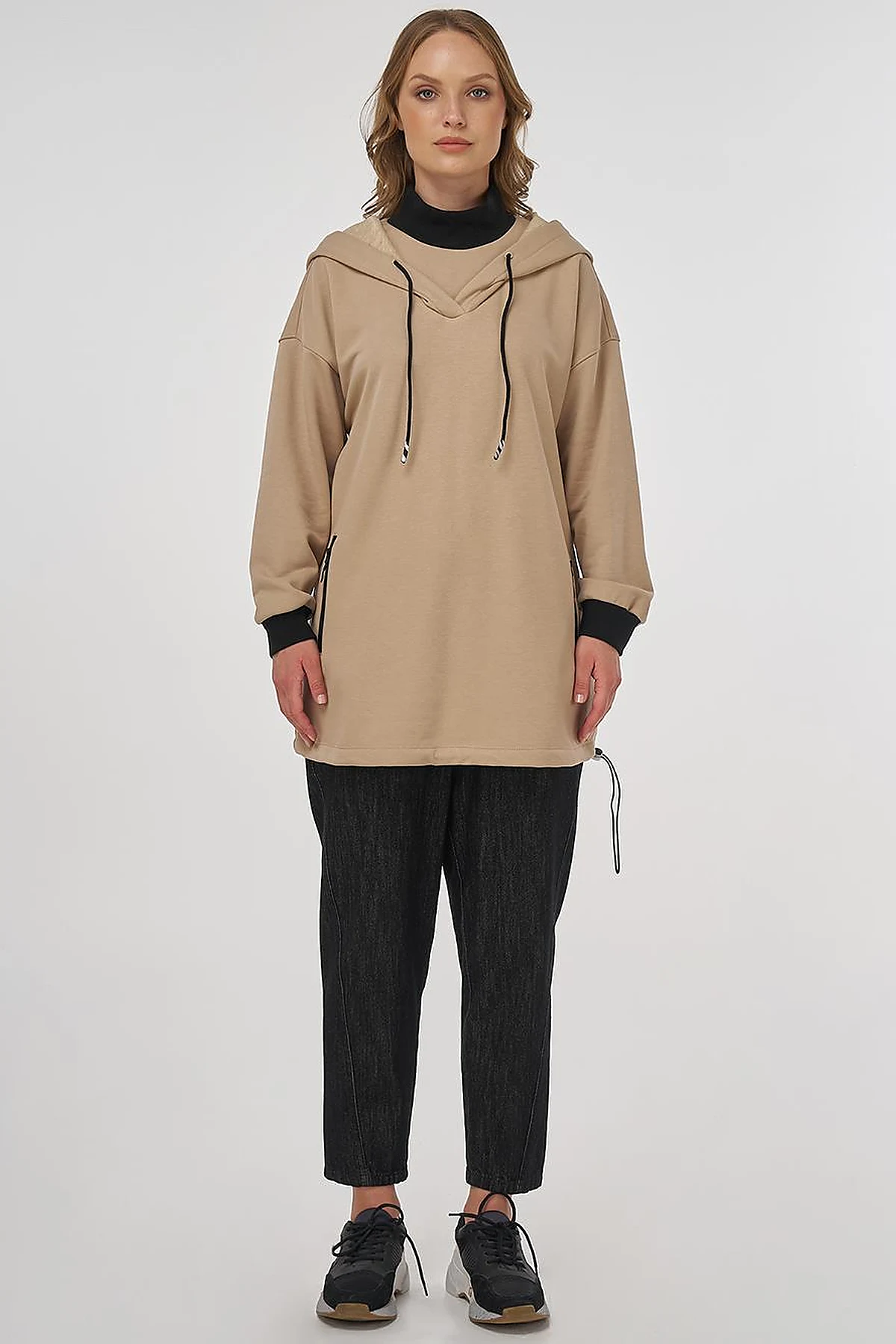 Hooded Three-Ply Sweatshirt Beige 
